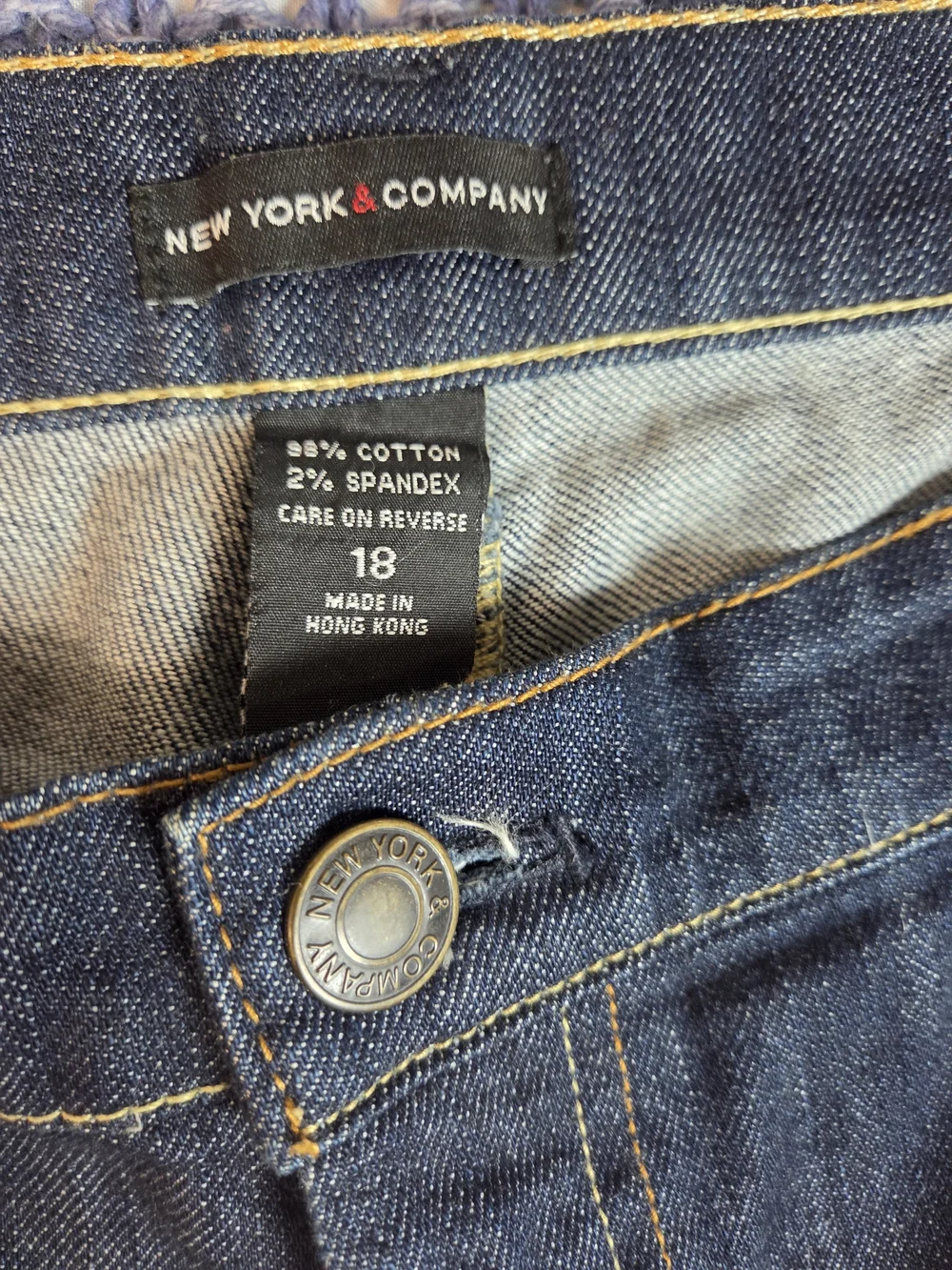 New York & Company Dark Indigo Relaxed Crop Jeans#0435